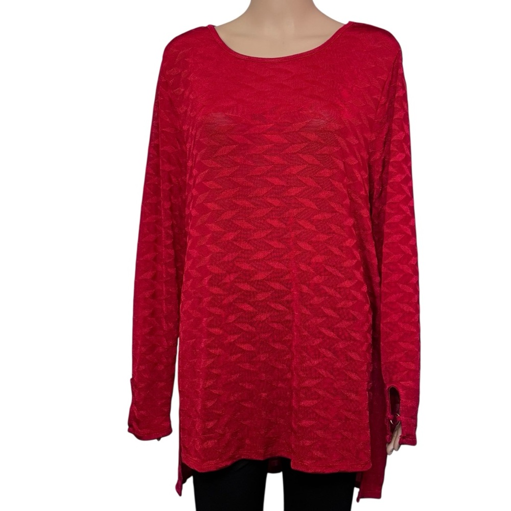 dana buchman Woman’s XL Red Pull Over  Long Sleeve Tunic Sweater